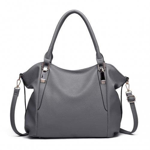 S1716 - Miss Lulu Soft Leather Elegant Simple Shoulder Bag - Dark Grey | Neil's Luggage Store