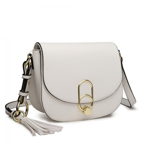 LZ1831 - MISS LULU CROSS BODY SADDLE BAG - WHITE | Neil's Luggage Store