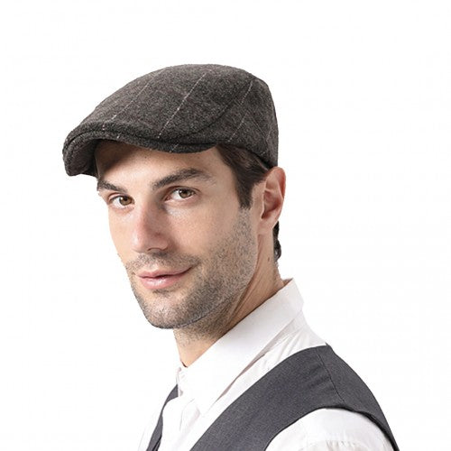 CAP-1 - Men's Newsboy Baker Boy Herringbone Flat Cap Hat - Brown | Neil's Luggage Store