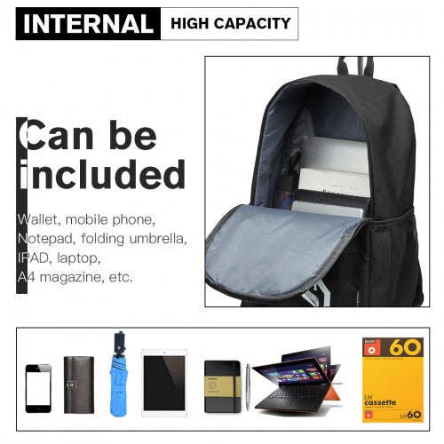 Kono Multi-Functional Glow-in-the-Dark Trolley Backpack - Black