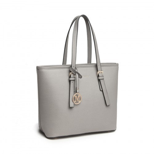 LT2054 - Miss Lulu Minimalist Tote Handbag Structured - Grey | Neil's Luggage Store