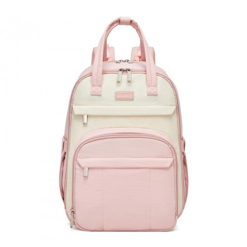 Kono Nappy Changing Backpack With Mat Large Capacity Water Repellent Pink Beige | Neil's Luggage Store