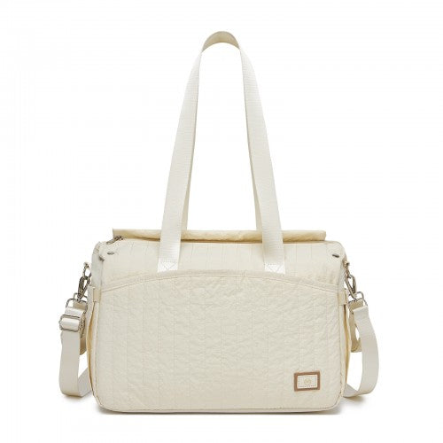 BCM2517 - Miss Lulu Stylish and Spacious Maternity Diaper Bag with Insulated Baby Bottle Pockets,Wet-Dry Separation,Stroller Strap - Beige | Neil's Luggage Store