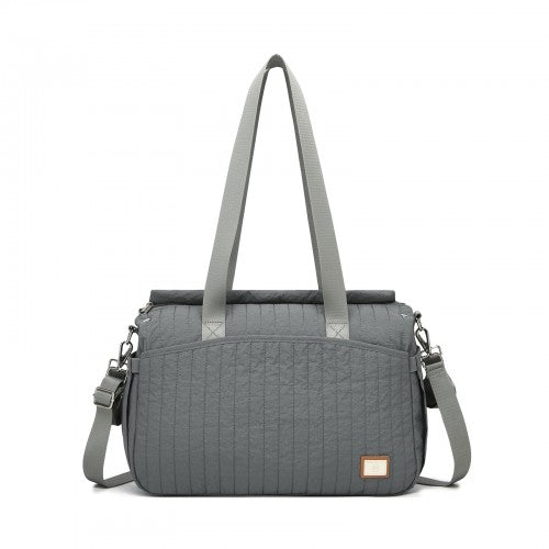 Miss Lulu Grey Diaper Bag With Insulated Bottle Pockets And Stroller Strap | Neil's Luggage Store