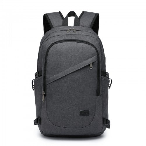BPK2426 - Kono Minimalist Design Tech Backpack with USB & Type-C Port and Laptop Compartment - Dark Grey | Neil's Luggage Store