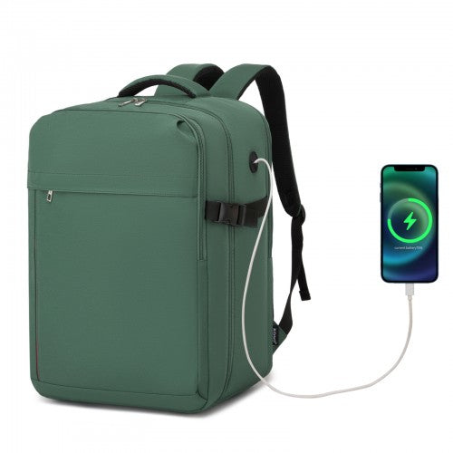 Kono 32L Cabin Backpack For 17.3 Laptop Breathable Straps Trolley Green | Neil's Luggage Store