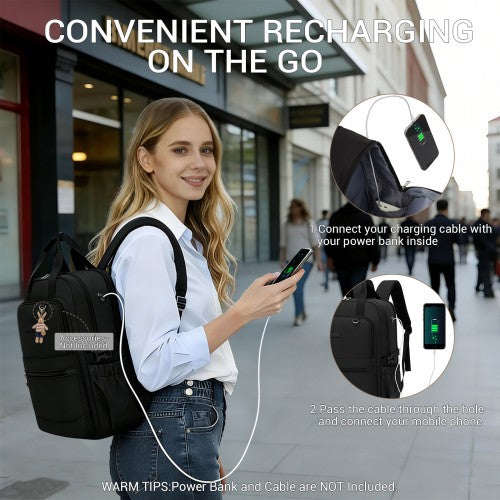 BPK2527 - Kono Functional Water-Resistant Laptop Backpack, Trendy Design with Padded Sleeve and Multiple Practical Compartments - Black | Neil's Luggage Store