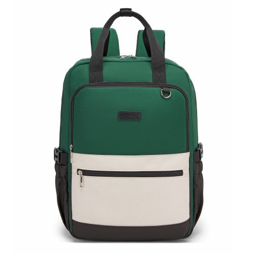 Kono Green Beige Water Resistant Laptop Backpack With Padded Sleeve And Pockets | Neil's Luggage Store