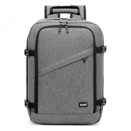 BPK2551 - Kono Flexible Cabin Backpack 30×20×40-Fits 15.6" Laptop, Clamshell Access-Great for Holidays, Work Trips & Commuting - Grey | Neil's Luggage Store