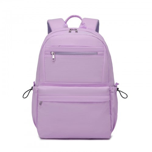 BPK2606 - KONO Stylish Solid-Color Casual Backpack for School and Weekend Trips with Multi-Pocket Storage - Purple | Neil's Luggage Store