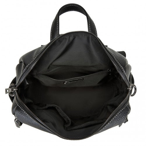 BPM2438 - Miss Lulu Women's Convertible PU Leather Backpack & Shoulder Bag – Versatile 2-in-1 Design - Black