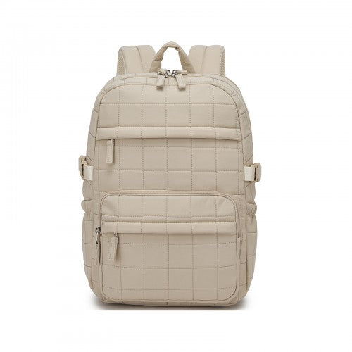 Miss Lulu Quilted Lightweight Backpack Fits 15.6 Inch Notebook Beige | Neil's Luggage Store