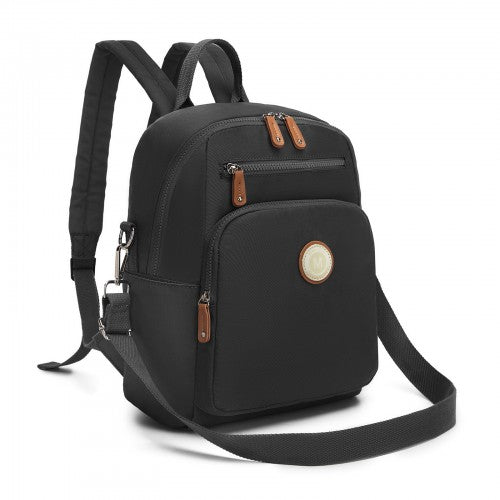 Miss Lulu Womens Backpack Water Resistant Nylon Convertible Crossbody Black | Neil's Luggage Store
