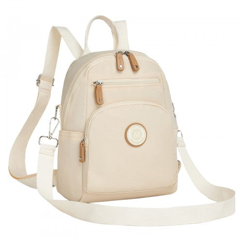 BPM2651 - Miss Lulu 3-in-1 Convertible Backpack with Removable Long Strap - Wear as Backpack, Shoulder or Crossbody Bag - Beige | Neil's Luggage Store