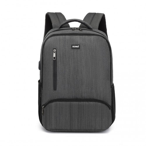 E1978 - Kono Multi Compartment Backpack with USB Connectivity - Grey | Neil's Luggage Store