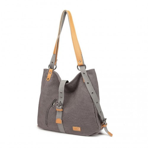 E6850-1 - Kono Casual Canvas Dual-Use Bag Large Capacity Shoulder Bag and Backpack - Grey | Neil's Luggage Store