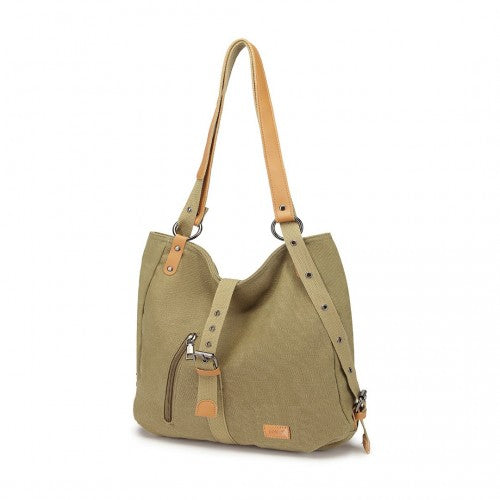 E6850-1 - Kono Casual Canvas Dual-Use Bag Large Capacity Shoulder Bag and Backpack - Khaki | Neil's Luggage Store