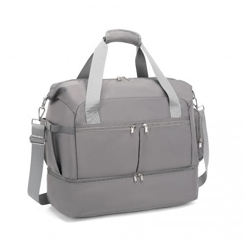 Kono Waterproof Travel Duffel Bag Set with Shoe Compartment - Black