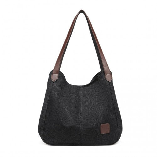 EB2040L - Kono Canvas Shoulder Tote Bag - Black | Neil's Luggage Store