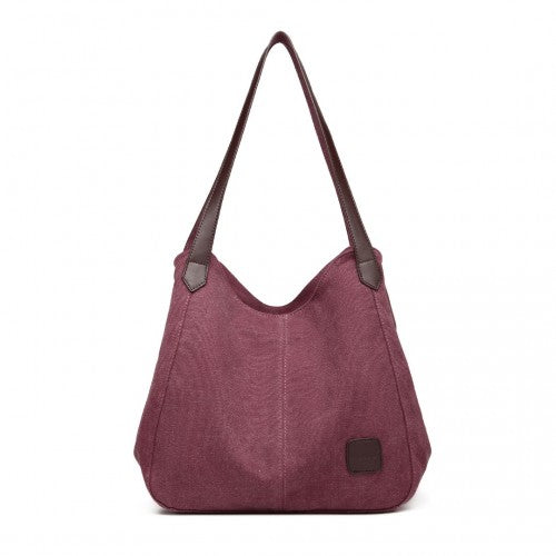 EB2040L - Kono Canvas Shoulder Tote Bag - Claret | Neil's Luggage Store