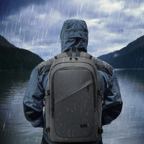 EM2349 - Kono PVC Coated Water-Resistant Tech Backpack With USB Charging Port - Grey | Neil's Luggage Store