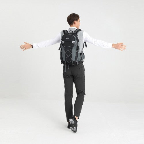 Kono Multi-Functional Outdoor Hiking Backpack with Rain Cover - Grey