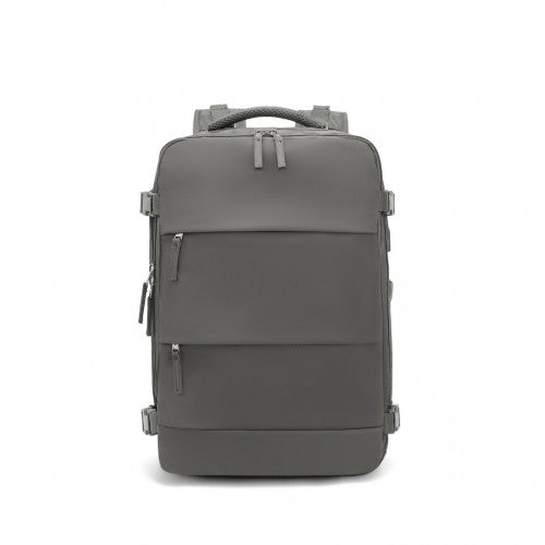 EQ2344 - Kono Multi-Functional Breathable Travel Backpack With USB Charging Port And Separate Shoe Compartment - Grey | Neil's Luggage Store