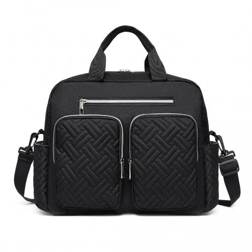 EQ2411 - Kono Versatile Diaper Changing Tote Bag with Built-In Changing Mat Thermal Insulation Waterproof Design - Black | Neil's Luggage Store