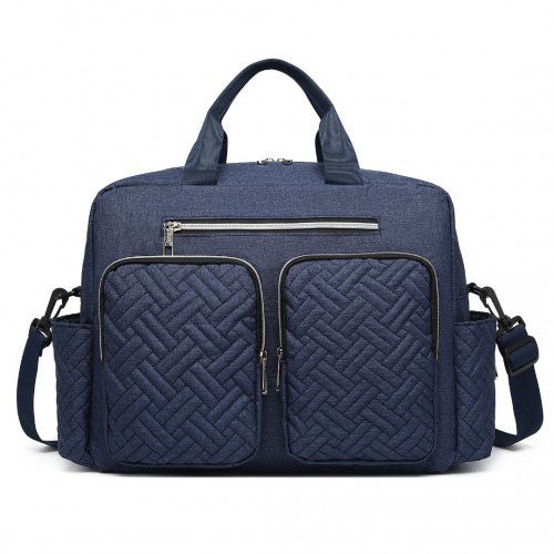 EQ2411 - Kono Versatile Diaper Changing Tote Bag with Built-In Changing Mat Thermal Insulation Waterproof Design - Navy | Neil's Luggage Store
