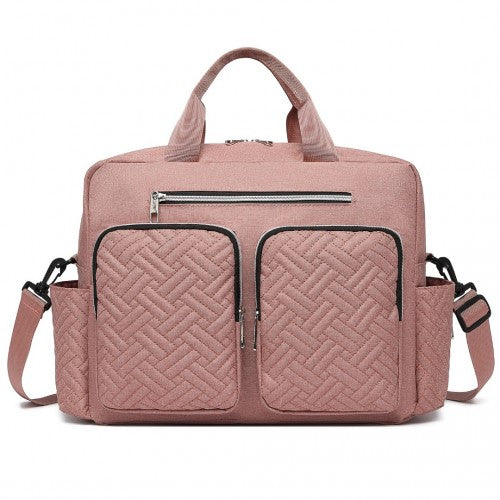 EQ2411 - Kono Versatile Diaper Changing Tote Bag with Built-In Changing Mat Thermal Insulation Waterproof Design - Pink | Neil's Luggage Store
