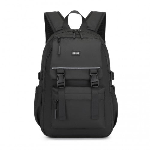 EQ2416 - Kono PVC Coated Urban Water-Resistant Backpack with Reflective Safety Straps and Multi-Compartment Design - Black | Neil's Luggage Store