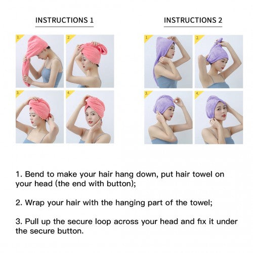 Hair Turban Microfibre Towel Set With Button Closure Coarse Stripe 3 Pack | Neil's Luggage Store
