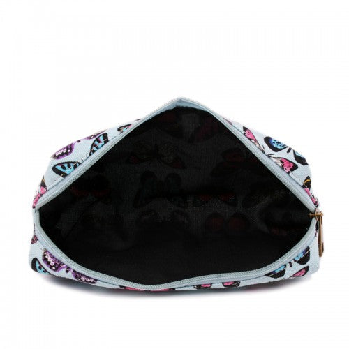PC-B - Miss Lulu Canvas Pencil Case Butterfly Blue | Neil's Luggage Store