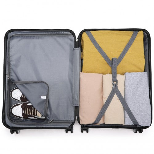 K1871-1L - Kono ABS 24 Inch Sculpted Horizontal Design Suitcase - Black | Neil's Luggage Store