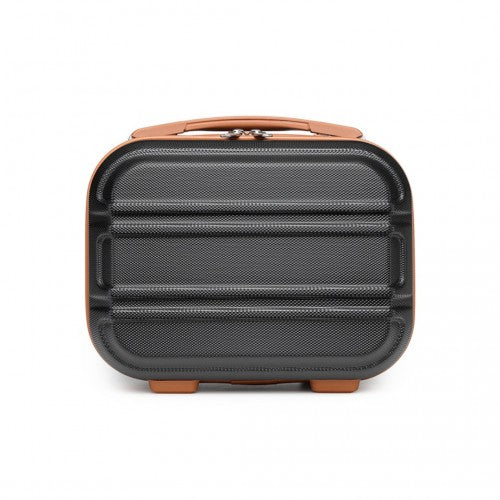 K1871-1L - Kono 12 Inch Lightweight Hard Shell ABS Vanity Case - Black And Brown | Neil's Luggage Store