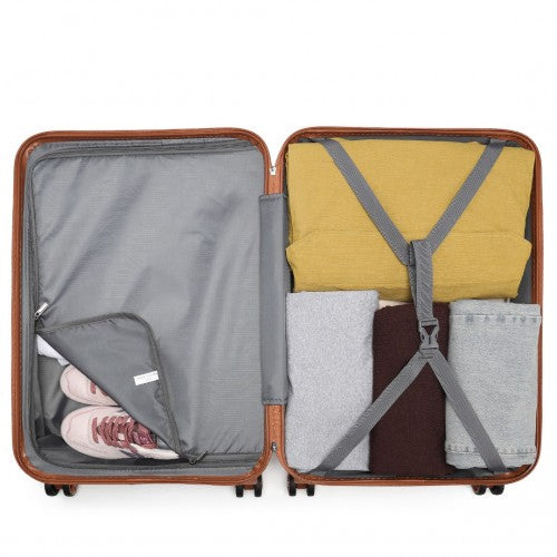 K1871-1L - Kono ABS 28 Inch Sculpted Horizontal Design Suitcase - Grayish Blue And Brown
