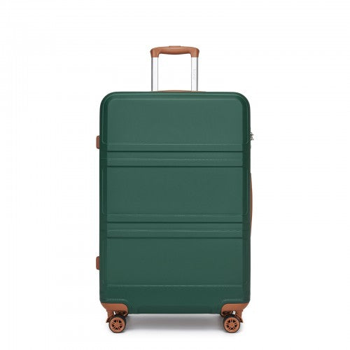 K1871-1L - Kono ABS 28 Inch Sculpted Horizontal Design Suitcase - Green And Brown | Neil's Luggage Store
