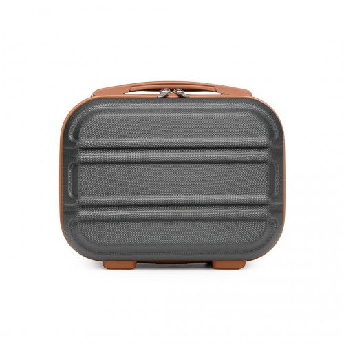 K1871-1L - Kono 12 Inch Lightweight Hard Shell ABS Vanity Case - Grey And Brown | Neil's Luggage Store