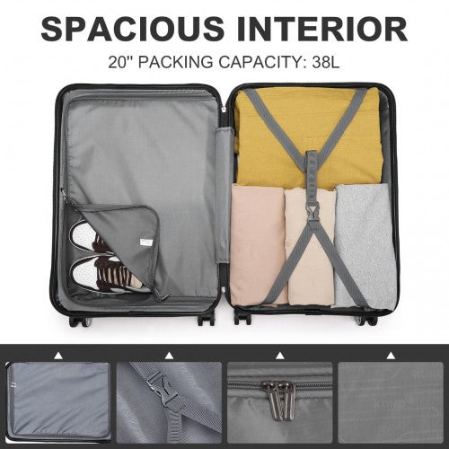 K1871-1L - Kono ABS 20 Inch Sculpted Horizontal Design Cabin Luggage - Navy Blue | Neil's Luggage Store