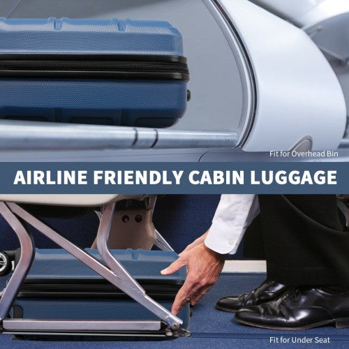 K1871-1L - Kono ABS 16 Inch Sculpted Horizontal Design Cabin Luggage - Navy | Neil's Luggage Store