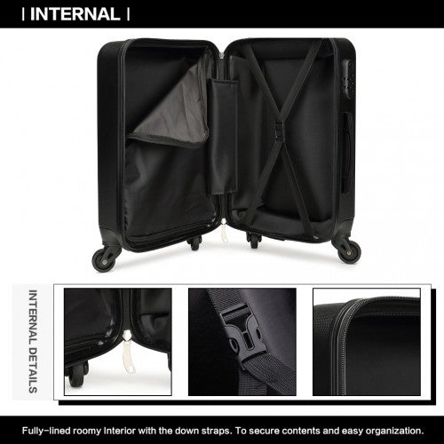 K1872L - Kono 28 Inch ABS Hard Shell Luggage 4 Wheel Spinner Suitcase - Black | Neil's Luggage Store