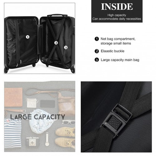 K1991-1L - Kono 24 Inch Horizontal Design ABS Hard Shell Suitcase With TSA Lock - Black | Neil's Luggage Store