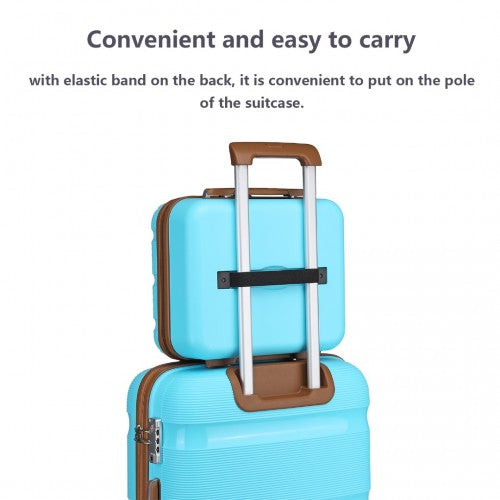 K2092L - Kono 14 Inch Bright Hard Shell PP Vanity Case - Blue and Brown | Neil's Luggage Store