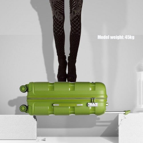 K2092L - Kono 20 Inch Bright Hard Shell PP Carry-On Suitcase In Cabin Size - Green | Neil's Luggage Store