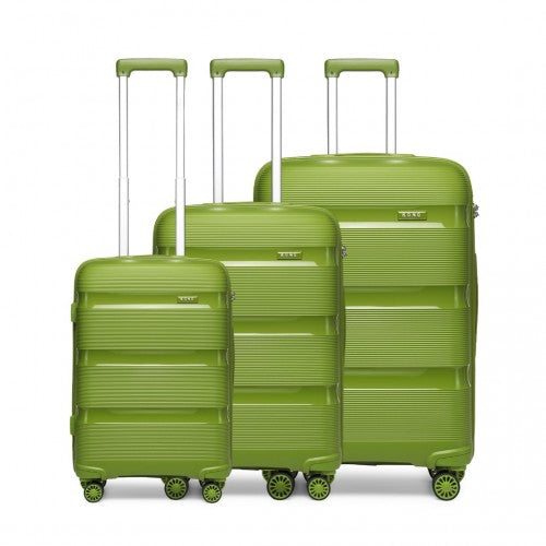 K2092L - Kono Bright Hard Shell PP Suitcase 3 Pieces Set - Classic Collection - Green | Neil's Luggage Store