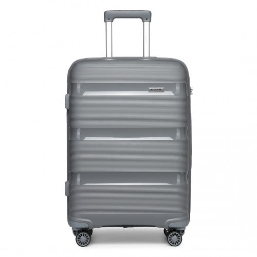 K2092L - Kono 24 Inch Bright Hard Shell PP Suitcase - Classic Collection - Grey | Neil's Luggage Store