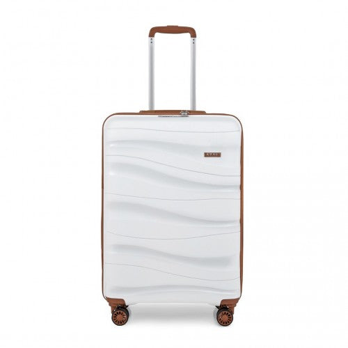 K2094L - Kono 20 Inch Lightweight Polypropylene Hard Shell Suitcase With TSA Lock - Cream | Neil's Luggage Store