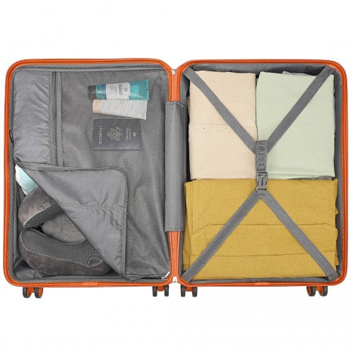 K2094L - Kono 24 Inch Lightweight Polypropylene Hard Shell Suitcase With TSA Lock - Orange | Neil's Luggage Store