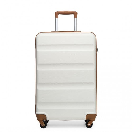 K2191L - Kono 19 Inch Cabin Size Carry On Suitcase - Streamlined Lightweight ABS Hardshell with Secure TSA Lock - Cream | Neil's Luggage Store