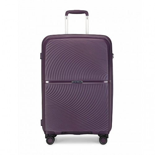 K2393L - British Traveller 28 Inch Spinner Hard Shell PP Suitcase With TSA Lock - Purple | Neil's Luggage Store